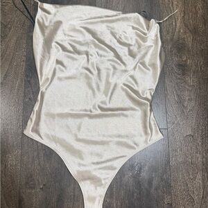Forever 21 Cream Satin Bodysuit